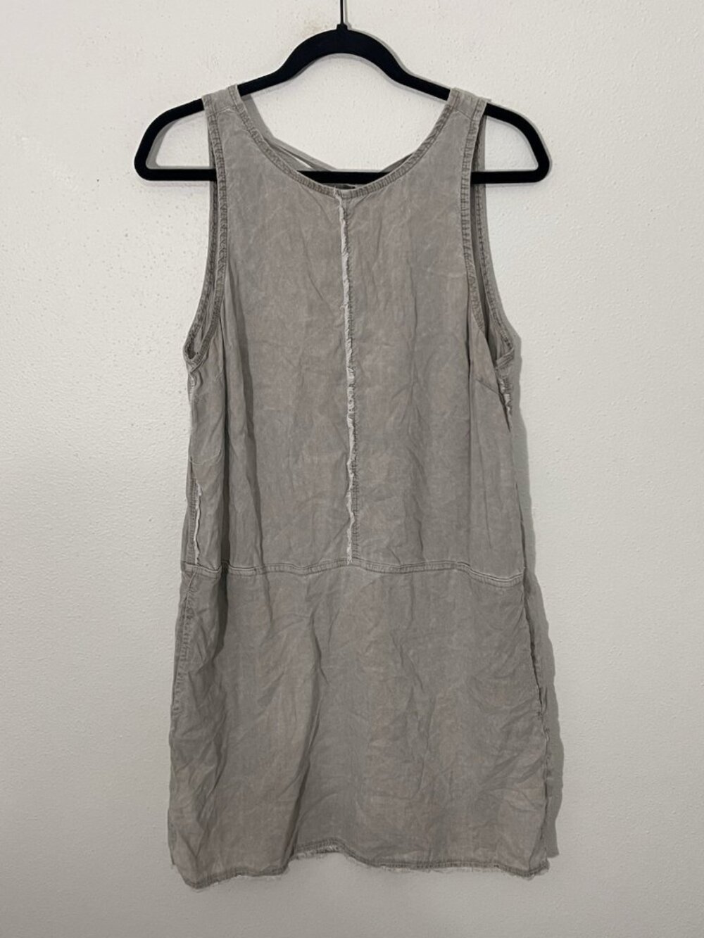 Bella Dahl Sleeveless Dress Gray Cream With Distressing Size Large